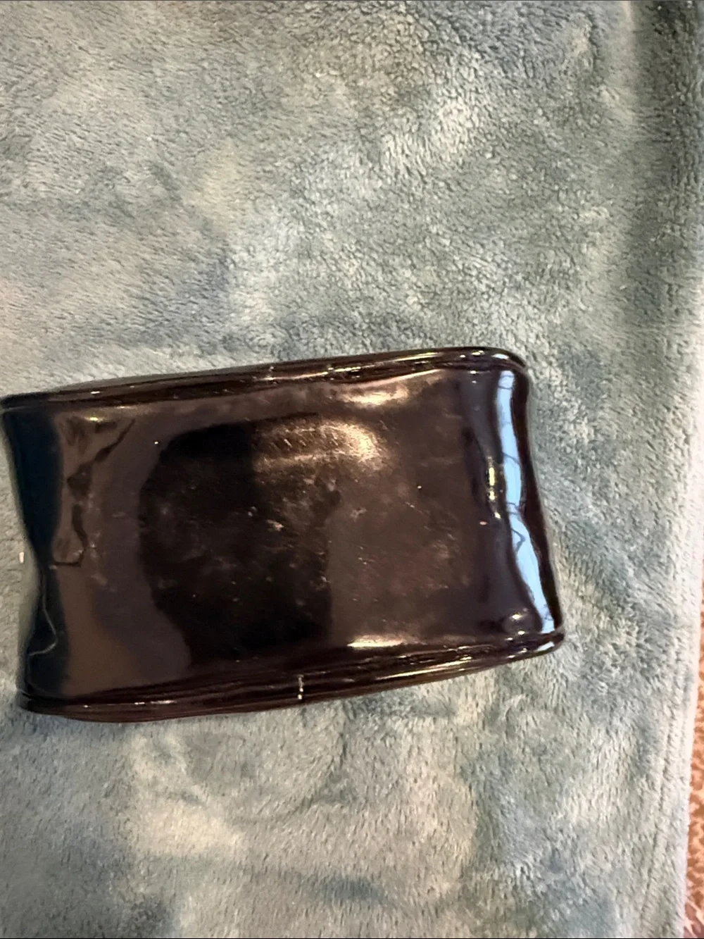 Tory Burch Black Patent Logo Zip Cosmetic Case